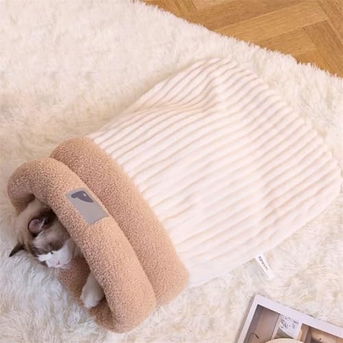 JIIENO Katzenschlafsack, Warm Katzenbett, Bequemes Katzen Schlafsack, Cat Sleeping Bag, Haustierhöhlenbett, Warmes Katzennest im Herbst und Winter,L: 54 x 45 x 41 cm,Beige JIIENO Katzenschlafsack, Warm Katzenbett, Bequemes Katzen Schlafsack, Cat Sleeping Bag, Haustierhöhlenbett, Warmes Katzennest im Herbst und Winter,L: 54 x 45 x 41 cm,Beige von JIIENO