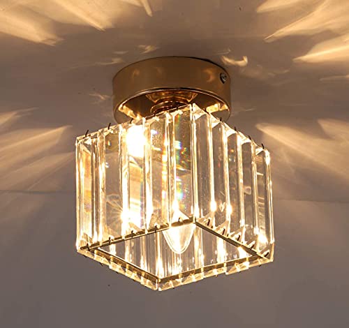 JIINOO Kristall Deckenleuchte, Dimmbare Mini 50W Quadrat Einbauleuchte Deckenlampe, Moderne Deckenleuchten, Esszimmer, Schlafzimmer, Küchenflur Innenhof Ausstellungsraum Kronleuchter, E14 von JIINOO