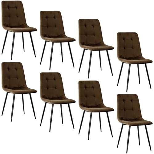 JIJIAN 8er Set Esszimmerstühle, Polsterstuhl Stühle mit Samtstoff und Schwarzen Metallbeinen, Küchenstühle mit 120 kg Tragkraft, Braun JIJIAN 8er Set Esszimmerstühle, Polsterstuhl Stühle mit Samtstoff und Schwarzen Metallbeinen, Küchenstühle mit 120 kg Tragkraft, Braun von JIJIAN