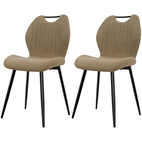 JIJIAN Esszimmerstühle 2er Set, Küchenstühle, Polsterstühle, Wohnzimmerstühle mit Stoff-Rückenlehne und Metallbeinen, Ideal für Esszimmer, Küche, Wohnzimmer, Khaki von JIJIAN