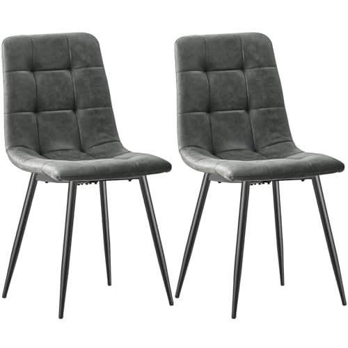JIJIAN Esszimmerstühle 2er Set, Techno Stoff Küchenstühle, Polsterstühle, Wohnzimmerstühle mit schwarzen Metallfüßen, für Esszimmer, Wartezimmer und Wohnzimmer, Dunkelgrau JIJIAN Esszimmerstühle 2er Set, Techno Stoff Küchenstühle, Polsterstühle, Wohnzimmerstühle mit schwarzen Metallfüßen, für Esszimmer, Wartezimmer und Wohnzimmer, Dunkelgrau von JIJIAN