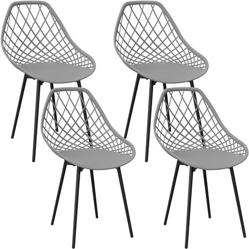 JIJIAN Esszimmerstühle 4er Set,stühle esszimmer mit Metall-Stuhlbeine,Wohnzimmer stühle,Gebogene Rückenlehne,modern stühle,Für Esszimmer,küchenstühle,Schlafzimmer und Garten-Grauer von JIJIAN