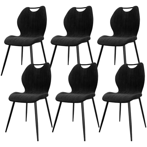 JIJIAN Esszimmerstühle 6er Set, Küchenstühle, Polsterstühle, Wohnzimmerstühle mit Stoff-Rückenlehne und Metallbeinen, Ideal für Esszimmer, Küche, Wohnzimmer, Schwarz JIJIAN Esszimmerstühle 6er Set, Küchenstühle, Polsterstühle, Wohnzimmerstühle mit Stoff-Rückenlehne und Metallbeinen, Ideal für Esszimmer, Küche, Wohnzimmer, Schwarz von JIJIAN