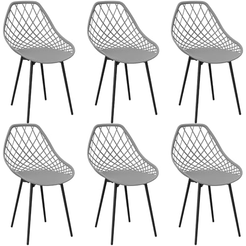 JIJIAN Esszimmerstühle 6er Set,stühle esszimmer mit Metall-Stuhlbeine,Wohnzimmer stühle,Gebogene Rückenlehne,modern stühle,Für Esszimmer,küchenstühle,Schlafzimmer und Garten-Grauer von JIJIAN