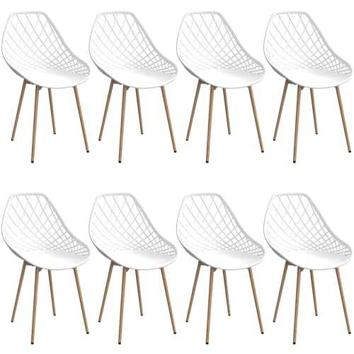 JIJIAN Esszimmerstühle 8er Set,küchenstühle,stühle esszimmer mit Metall-Stuhlbeine,Wohnzimmer stühle,Gebogene Rückenlehne,modern stühle,Für Esszimmer,Schlafzimmer und Garten von JIJIAN