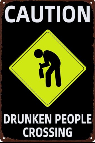 JIKSJVNA Lustiges Retro-Blechschild, Aufschrift "Caution Drunk People Crossing Road", Vintage-Look, lustige Wandkunst, Dekoration, Geschenk für Zuhause, Café, Pub, Bar, Kaffee, Garage JIKSJVNA Lustiges Retro-Blechschild, Aufschrift "Caution Drunk People Crossing Road", Vintage-Look, lustige Wandkunst, Dekoration, Geschenk für Zuhause, Café, Pub, Bar, Kaffee, Garage von JIKSJVNA