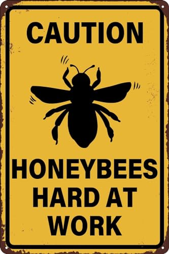 JIKSJVNA Metall-Blechschild mit Aufschrift "Caution Honey Bees Hard At Work", Vintage-Design, Straßenschild, Wandkunst, Dekor, Plakette für Zuhause, Imkerei, Imkerei, Schuppen, Garten, Küche, Innen JIKSJVNA Metall-Blechschild mit Aufschrift "Caution Honey Bees Hard At Work", Vintage-Design, Straßenschild, Wandkunst, Dekor, Plakette für Zuhause, Imkerei, Imkerei, Schuppen, Garten, Küche, Innen von JIKSJVNA