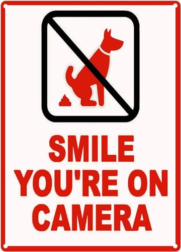 JIKSJVNA Metall-Blechschild mit Aufschrift "Smile You're on Camera", lustiges Schild mit Aufschrift "No Poop Pee Dog", 30,5 x 20,3 cm JIKSJVNA Metall-Blechschild mit Aufschrift "Smile You're on Camera", lustiges Schild mit Aufschrift "No Poop Pee Dog", 30,5 x 20,3 cm von JIKSJVNA
