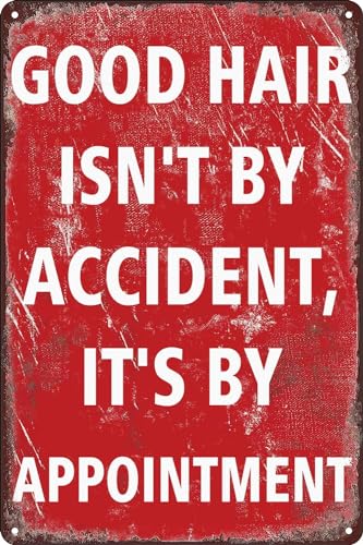 JIKSJVNA Retro-Metall-Blechschild "Good Hair isn't By Accident,It's By Appointment Hair Salon Make An Termin", Vintage-Poster, lustiges Barbershop-Store-Wanddekoration, 20,3 x 30,5 cm JIKSJVNA Retro-Metall-Blechschild "Good Hair isn't By Accident,It's By Appointment Hair Salon Make An Termin", Vintage-Poster, lustiges Barbershop-Store-Wanddekoration, 20,3 x 30,5 cm von JIKSJVNA