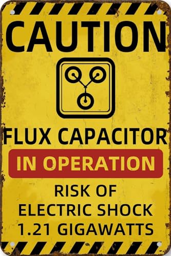 JIKSJVNA Vintage Back to The Future Flux Capacitor 1,21 Gigawatt Retro Caution Warning Tin Metal Sign Wall Art Plaque for Home Farm Garden Office 8X12 Inch JIKSJVNA Vintage Back to The Future Flux Capacitor 1,21 Gigawatt Retro Caution Warning Tin Metal Sign Wall Art Plaque for Home Farm Garden Office 8X12 Inch von JIKSJVNA