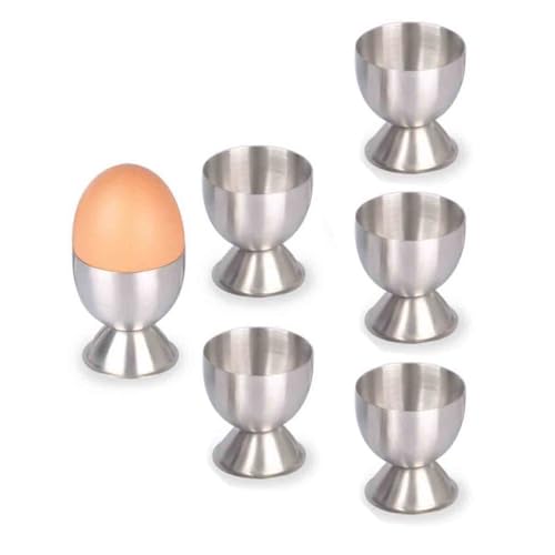 JILILAL Eierbecher Aus Edelstahl for Weichgekochte Eier, Halter for Gekochte Frühstückseier, 6 Eierbecher, Ostergeschenk von JILILAL