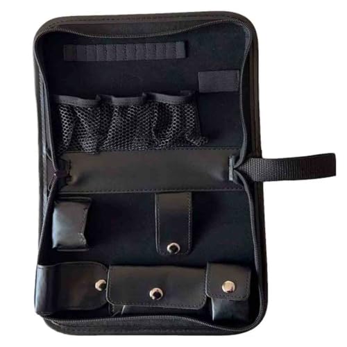 JILILAL Golf Tool Bag, Golf Accessories Tote Bag, Easy to Carry, Multi-Function Large Capacity Storage PU Leather Bag (Empty)(Black) von JILILAL