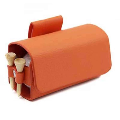 JILILAL Golftasche, Golfball-Hüfttasche Aus PU-Leder, Golfball-Taschenhalter Mit Tee-Organizer, Golf-Zubehörtasche(Orange) von JILILAL