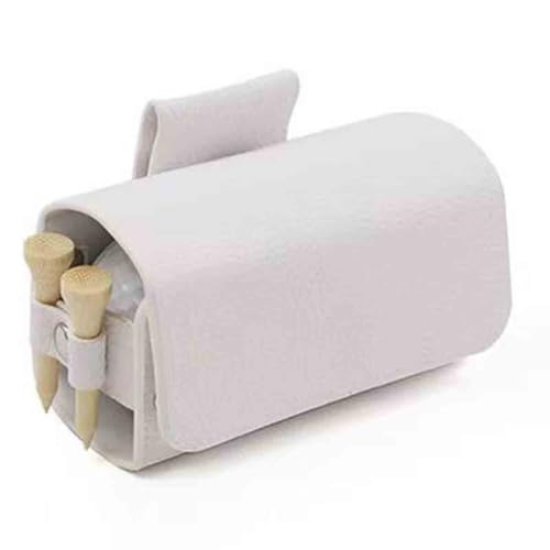 JILILAL Golftasche, Golfball-Hüfttasche Aus PU-Leder, Golfball-Taschenhalter Mit Tee-Organizer, Golf-Zubehörtasche(White) von JILILAL