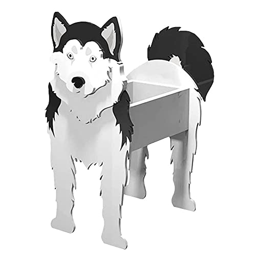 JILIP Siberian Husky Blumentopf, Schöne Geschenk Hundethema Aufbewahrungsbox, Tierische Sukkulenten Blumentöpfe, für Gartendekoration Im Innen und Außenbereich (Size : L) von JILIP