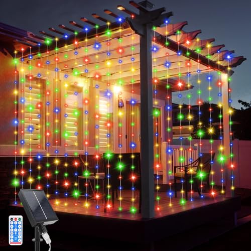 JIMACRO Solar Vorhang Lichterkette, 3Mx3M Solar Lichtervorhang 10 Pcs String Lichter 8 Modi 300 LED Wasserdichte Lichterkette Fernbedienung für Außen Garten Pavillon Balkon Hochzeit Party Deko JIMACRO Solar Vorhang Lichterkette, 3Mx3M Solar Lichtervorhang 10 Pcs String Lichter 8 Modi 300 LED Wasserdichte Lichterkette Fernbedienung für Außen Garten Pavillon Balkon Hochzeit Party Deko von JIMACRO