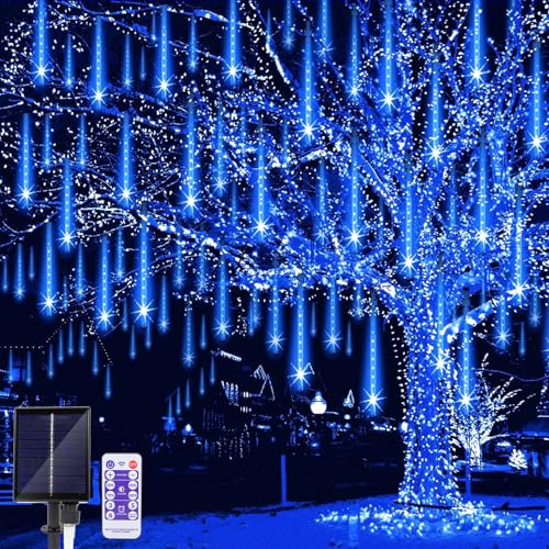 JIMACRO Solarlichterkette, 30cm 10 Rohr LED Lichterkette Wasserdicht Weihnachtsbeleuchtung Meteorschauer Lichterkette Außen Solar Für Weihnachtsbaum Party Balkonstraßen von JIMACRO