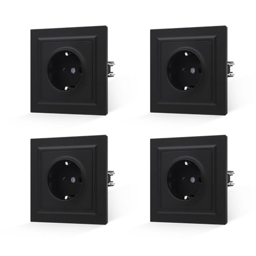JIMEIDA 4 Pack Steckdose Schwarz Unterputz,16Amp PC Panel Unterputz Steckdose 84 * 84mm von JIMEIDA