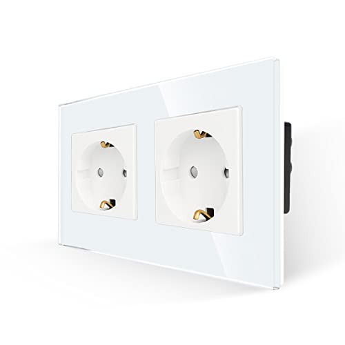 JIMEIDA Doppelsteckdose Weiß 16Amp Glas Schuko Steckdosen Unterputz Schutzkontakt Wandsteckdose- 157 * 86mm,250V JIMEIDA Doppelsteckdose Weiß 16Amp Glas Schuko Steckdosen Unterputz Schutzkontakt Wandsteckdose- 157 * 86mm,250V von JIMEIDA
