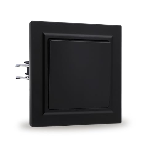JIMEIDA Lichtschalter Schwarz PC Glattes Hautgefühl Mit Haken 1 Fach 1 Weg Unterputz Taste Schalter Wandschalter 10 Amp,250 V von JIMEIDA