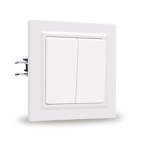 JIMEIDA Lichtschalter Weiß PC Glattes Hautgefühl Mit Haken 2 Fach 1 Weg Unterputz Taste Schalter Wandschalter 10 Amp,250 V von JIMEIDA