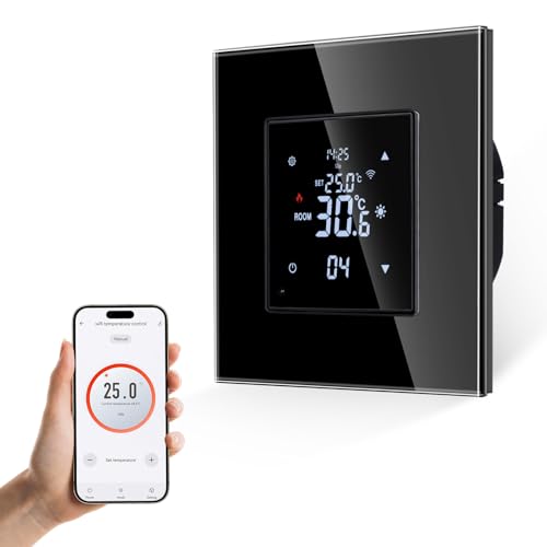 JIMEIDA Smart Thermostat Heizung Schwarz Bodenheizkammer mit Alexa Echo, Google Assistant Konstante Temperaturkammer für elektrische Heizung und Heizheizungstemperaturregelung JIMEIDA Smart Thermostat Heizung Schwarz Bodenheizkammer mit Alexa Echo, Google Assistant Konstante Temperaturkammer für elektrische Heizung und Heizheizungstemperaturregelung von JIMEIDA