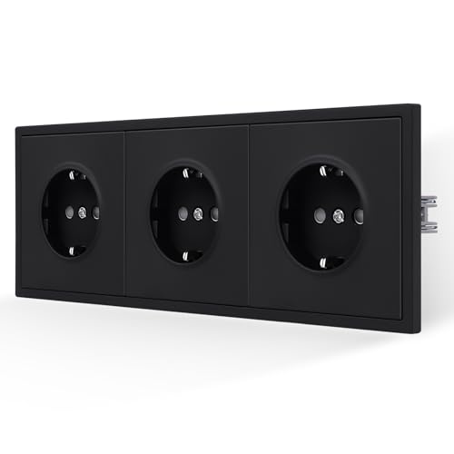 JIMEIDA Steckdose Schwarz Matt 3 Fach Unterputz Glattes Hautgefühl mit Steckklemme 16Amp Schuko Steckdose Wandsteckdose JIMEIDA Steckdose Schwarz Matt 3 Fach Unterputz Glattes Hautgefühl mit Steckklemme 16Amp Schuko Steckdose Wandsteckdose von JIMEIDA