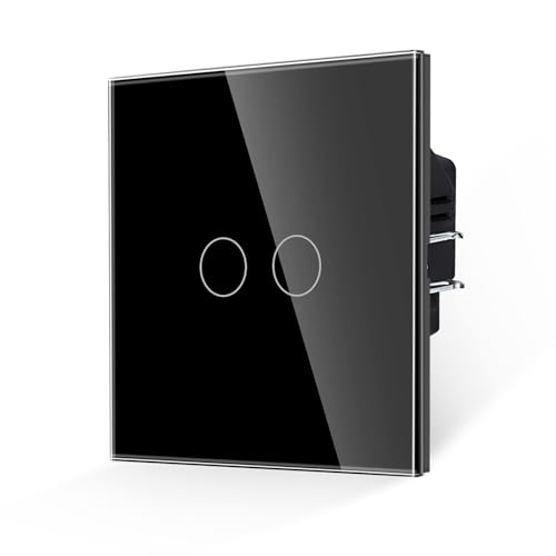 JIMEIDA Touch Lichtschalter Glas Panel mit Schwarz und Status-LED 2 Fach 1 Weg Taste Schalter lichtchalter AC 240 V, 300 W von JIMEIDA