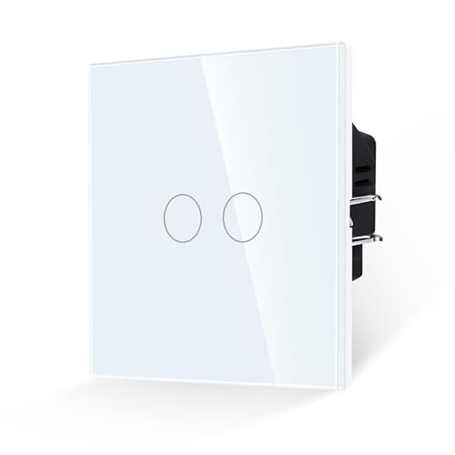 JIMEIDA Touch Lichtschalter Glas Panel mit Weiß und Status-LED 2 Fach 1 Weg Taste Schalter lichtschalter AC 240 V, 300 W von JIMEIDA