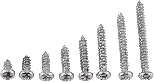 Werkzeug Kompatibel mit 200 Stück SS Grade 304 Edelstahl M3 Selbstschneidende Schrauben-Kits Kontermutter Holzgewinde Nagelschrauben-Sets (Set A) von JIMIGGAO