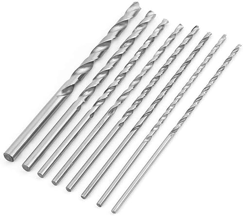 Werkzeug Kompatibel mit 5-teiliges Spiralbohrer-Set, Schnellarbeitsstahl, gerader Schaft, 2–5 mm, 5,9–6,3 Zoll, extra lang, kompatibel mit Holz, Kunststoff, Aluminium von JIMIGGAO