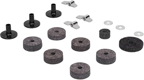 Werkzeug Kompatibel mit Beckenfilze, 18 Stück Beckenhülsen mit Basisflügelmuttern, Unterlegscheibe, Hi-Hat-Filzbecken-Ersatzzubehör, Kabeladapter von JIMIGGAO