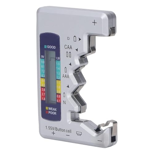 Werkzeug Kompatibel mit Digitaler Batterietester, ABS-LCD-Bildschirm, kompakter tragbarer Knopfzellen-Batterieprüfer, Messung für kompatibel mit 1,5-V-9-V-Batterien (schwarz) von JIMIGGAO