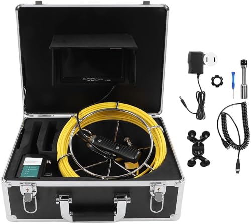 Werkzeug Kompatibel mit Kanalkamera-Ortungsgerät, 512-Hz-Sender, 7-Zoll-LCD-Bildschirm, 12 LED-Leuchten, wasserdichte Rohrinspektionskamera, AC 100 bis 240 V (UK-Stecker) von JIMIGGAO