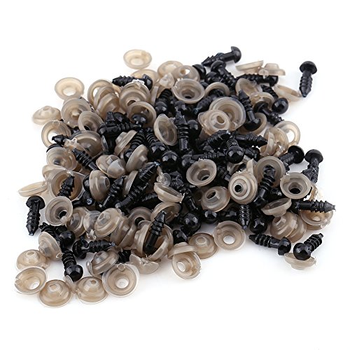 Werkzeug Kompatibel mit Packung mit 100 Stück Puppenaugen aus Kunststoff, schwarze Sicherheitsaugen mit 100 Stück Unterlegscheiben zur Kompatibilität mit der Puppenherstellung, 6,9,10,12 mm (10 mm) von JIMIGGAO
