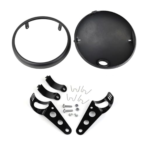 Werkzeug kompatibel mit 17,8 cm Scheinwerfergehäuse, Motorrad, LED-Lampenschirm-Halterungs-Set, Retro-Stil, mattschwarz, kompatibel mit 17,8 cm runden Lichtern (ohne Lichter) von JIMIGGAO