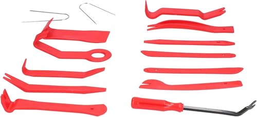 Werkzeug kompatibel mit Auto-Zierleisten-Werkzeug-Set, 14-teilig, Werkzeug zum Entfernen von Zierleisten, Reparatur-Set für Autotürverkleidung, Audio-Instrument, Schreibtisch, Ausbeulwerkzeug (rot) von JIMIGGAO