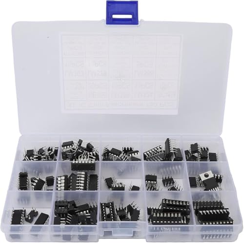 Werkzeug kompatibel mit XL IC Chip Sortiment Kit 150 Stück, Opto Koppler, Timer, Oszillator, Dual Opamp, Quad Opamp mit Kunststoff Aufbewahrungsbox, geeignet für PC817, ICL7660S, NE555, LM358 Werkzeug kompatibel mit XL IC Chip Sortiment Kit 150 Stück, Opto Koppler, Timer, Oszillator, Dual Opamp, Quad Opamp mit Kunststoff Aufbewahrungsbox, geeignet für PC817, ICL7660S, NE555, LM358 von JIMIGGAO