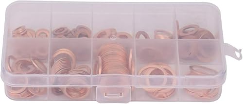 Werkzeug kompatibel mit flachen Unterlegscheiben, 200 Stück Flachring massives Kupfer Unterlegscheiben Sortiment Flache Unterlegscheiben Kit Dichtung Flachring sortiert Set Professionelle Hardware in von JIMIGGAO