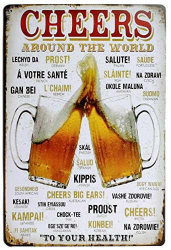 JIMOWANG Cheers Around The World Drinking Distressed Vintage Metal Signs for Cafes Bars Pubs Shop Wall Decorative Funny Retro Signs 8x12 Inch JIMOWANG Cheers Around The World Drinking Distressed Vintage Metal Signs for Cafes Bars Pubs Shop Wall Decorative Funny Retro Signs 8x12 Inch von JIMOWANG