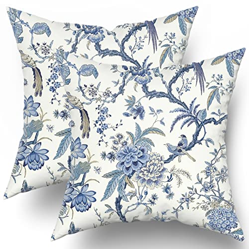 JIMOWANG Chinoiserie Pillow Covers Set of 2 Blue and White Outdoor Pillows Bule Birds Flowers Throw 18x18 Inch Cotton Square Cushion Cover Decor for Bedroom Couch JIMOWANG Chinoiserie Pillow Covers Set of 2 Blue and White Outdoor Pillows Bule Birds Flowers Throw 18x18 Inch Cotton Square Cushion Cover Decor for Bedroom Couch von JIMOWANG