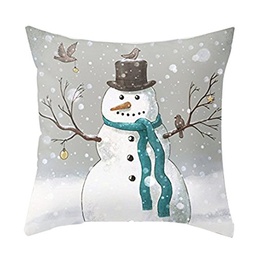 JIMOWANG Christmas Snowman with White Snow Throw Pillow Case Modern Cushion Cover Square Pillow Cover Decoration for Sofa Bed Chair Car 18 X 18 Inch von JIMOWANG