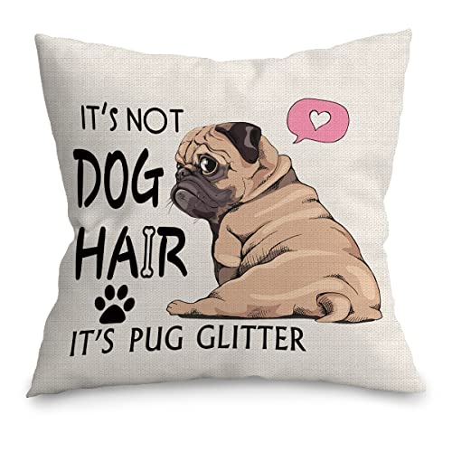 JIMOWANG Funny Pug Dog Throw Pillow Case Modern Cushion Cover Square Pillow Cover Decoration for Sofa Bed Chair Car 18 X 18 Inch von JIMOWANG