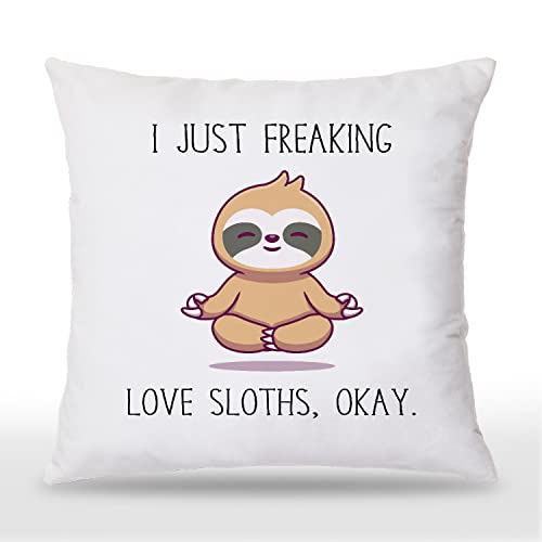 JIMOWANG Funny Yoga Sloth Throw Pillow Case Modern Cushion Cover Square Pillow Cover Decoration for Sofa Bed Chair Car 18 X 18 Inch von JIMOWANG
