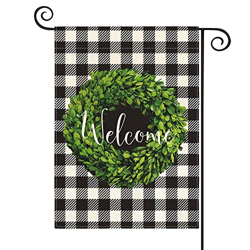 JIMOWANG Gartenflagge mit Buchsbaumkranz, doppelseitig, für den Außenbereich, dekorativ, 30,5 x 45,7 cm, für Veranda, Terrasse, Banner JIMOWANG Gartenflagge mit Buchsbaumkranz, doppelseitig, für den Außenbereich, dekorativ, 30,5 x 45,7 cm, für Veranda, Terrasse, Banner von JIMOWANG