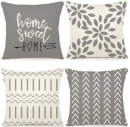 JIMOWANG Geometric Pillow Covers 18x18 Inches Set of 4 Throw Pillow Case Modern Cushion Cover Square Pillow Cover Decoration for Sofa Bed Chair Car von JIMOWANG