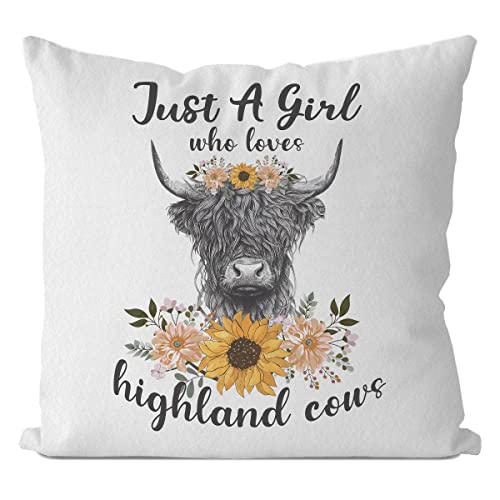 JIMOWANG Highland Cow Throw Pillow Case Modern Cushion Cover Square Pillow Cover Decoration for Sofa Bed Chair Car 18 X 18 Inch von JIMOWANG
