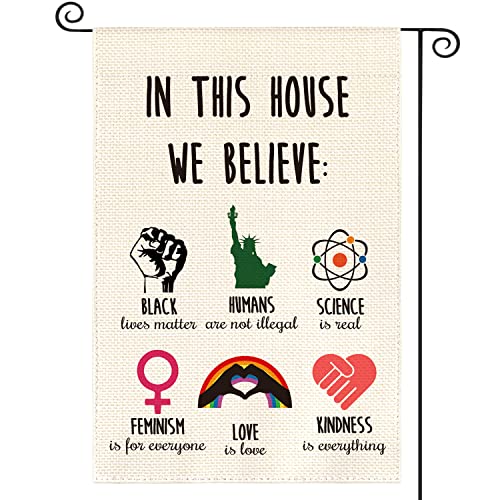 JIMOWANG LGBTQ Pride Jute-Gartenflagge, doppelseitig, für den Außenbereich, dekorative Hofflagge, 30,5 x 45,7 cm, Veranda-, Terrasse-Banner von JIMOWANG