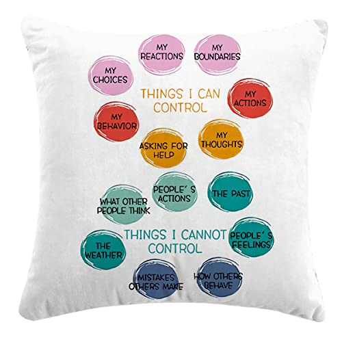 JIMOWANG Things I Can Control Psychology Mental Health Therapy Throw Pillow Cover,Motivational Inspirational Mental Health Therapy Cushion Cover for Sofa Bed Home Decor 18 x 18 Inch von JIMOWANG