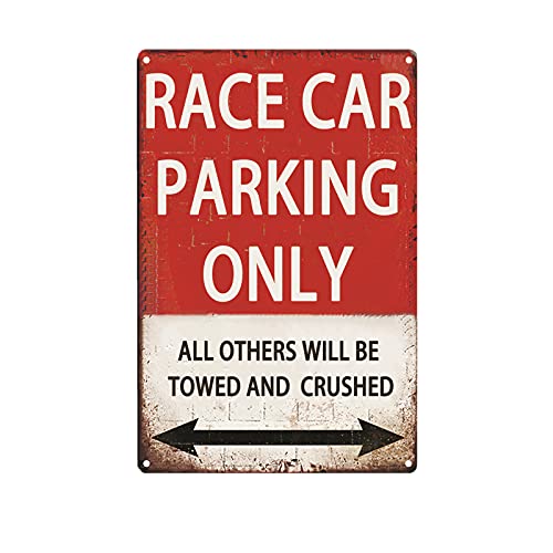 JIMOWANG Vintage Car Metal Signs Bedroom And Garage Cars Sign Wall Decor Race Car Parking Only 8x12 Inch von JIMOWANG